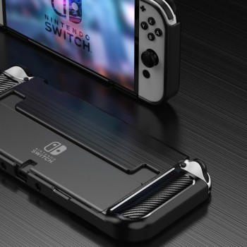 Калъф TECH-PROTECT TPUCARBON за Nintendo Switch OLed, Черен