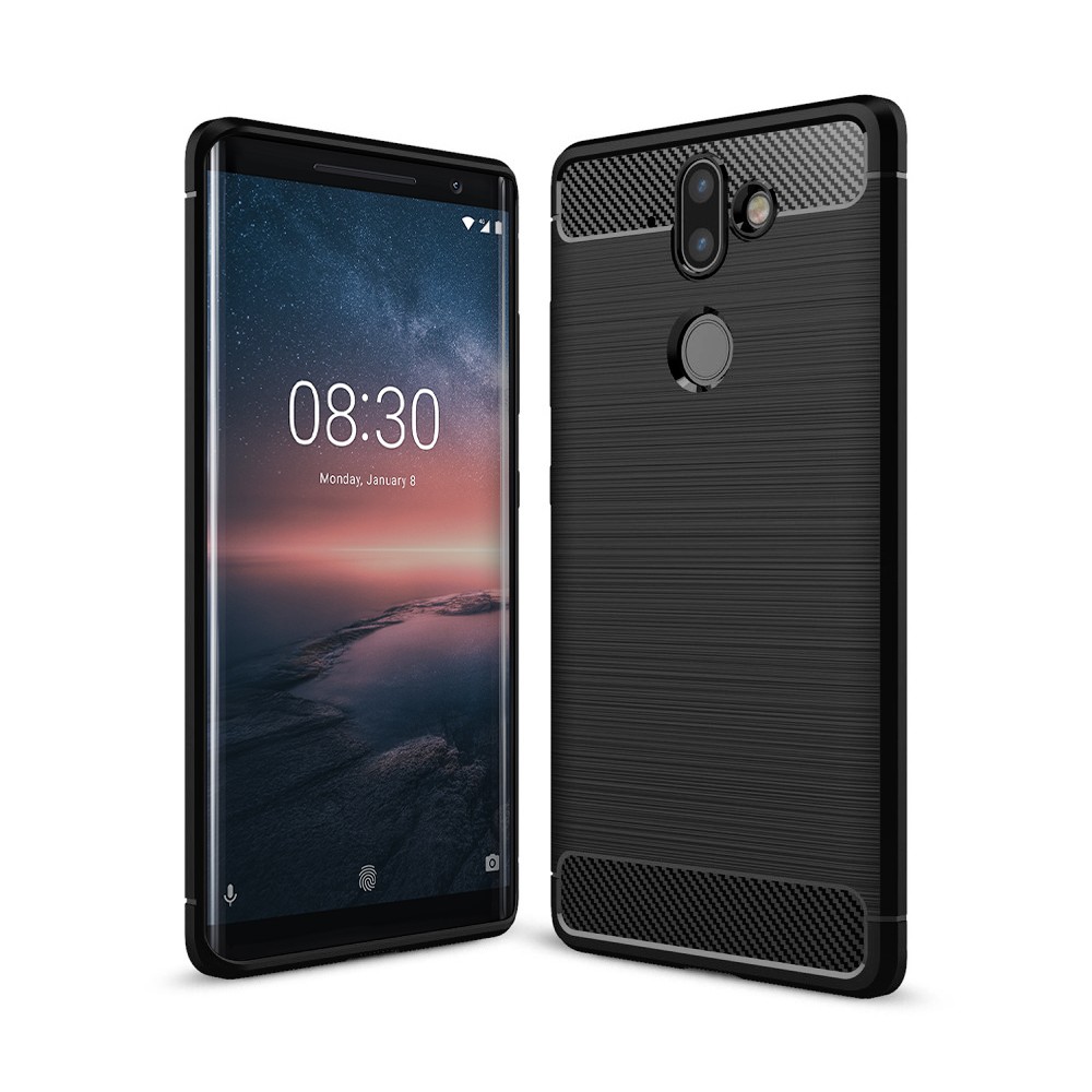 Силиконов калъф Flexible Carbon за Nokia 8, Черен