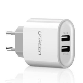Адаптер Ugreen wall charger 2x USB 3,4A (CD104 20384), Бял