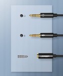 Кабел Ugreen 3,5mm mini jack (female) - 2x 3,5mm mini jack (male - microphone, headphones) AUX cable (AV140 20899), Черен