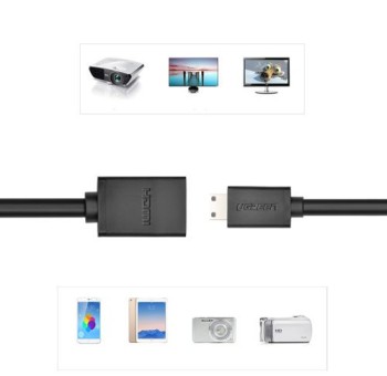 Кабел Ugreen HDMI (female) - mini HDMI (male) adapter cable 4K 60 Hz Ethernet HEC, ARC 32 channel audio 22 cm (20137), Черен