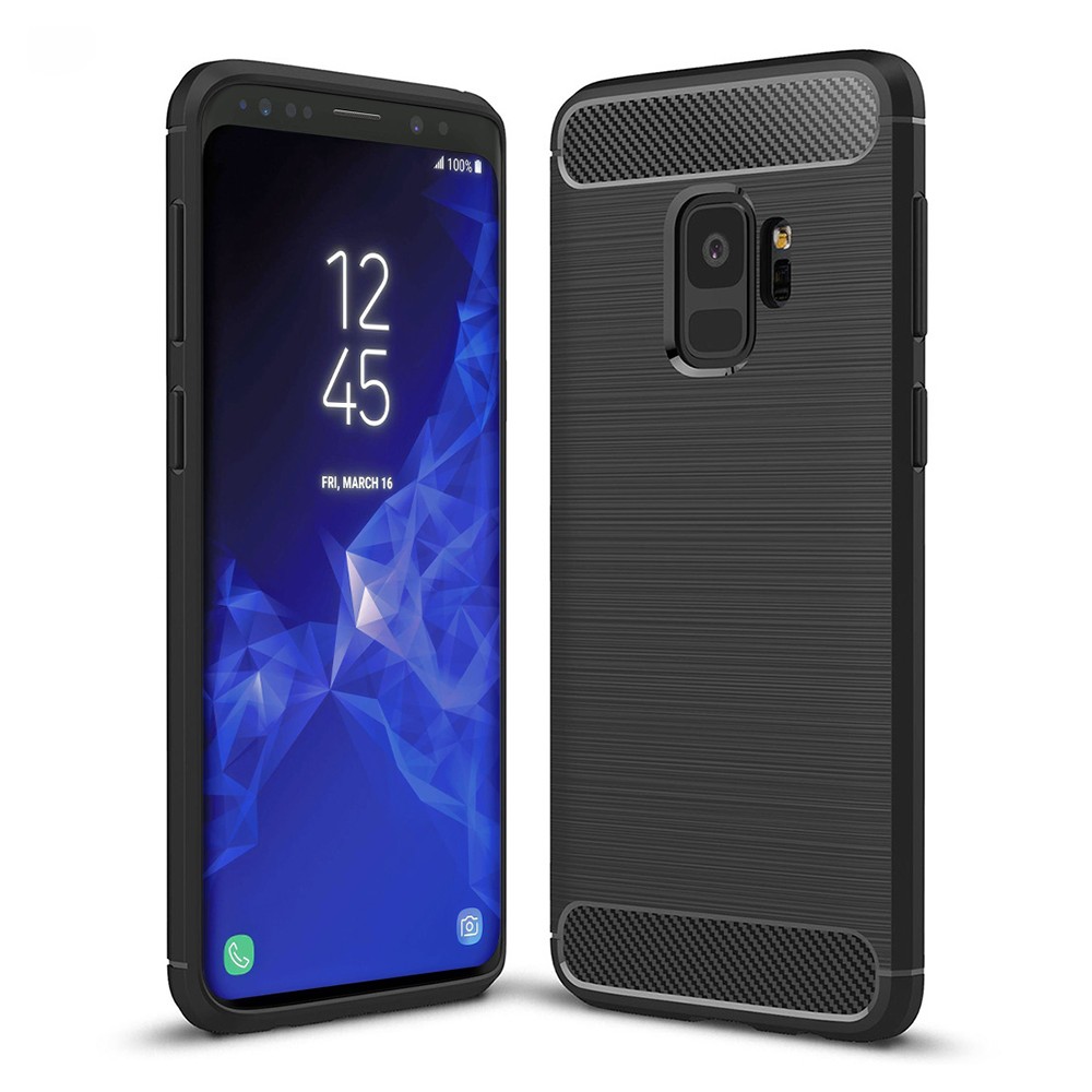 Силиконов калъф Flexible Carbon за Samsung Galaxy S9 Черен