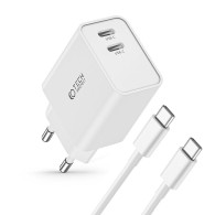 Зарядно Tech-Protect C35W, 2-Port, PD 35W + USB-C, White