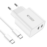 Зарядно Tech-Protect C35W, 2-Port, PD 35W + USB-C, White