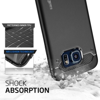 Spigen Rugged Armor удароустойчив силиконов (TPU) калъф за Samsung Galaxy S6, Black