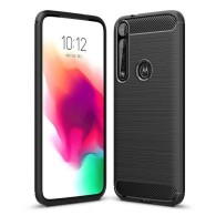 Силиконов калъф Flexible Carbon за Motorola One Macro, Черен
