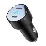 Joyroom Digital Display Dual USB-C Fast Car Charger 70W PD - зарядно за кола с 2xUSB-C изход