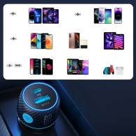 Joyroom Dual USB-A & USB-C Fast Car Charger 60W With Light Button - зарядно за кола с USB-A и USB-C изход