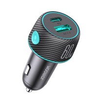 Joyroom Dual USB-A & USB-C Fast Car Charger 60W With Light Button - зарядно за кола с USB-A и USB-C изход