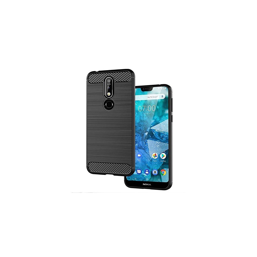 Силиконов калъф Flexible Carbon за Nokia 7.1, Черен