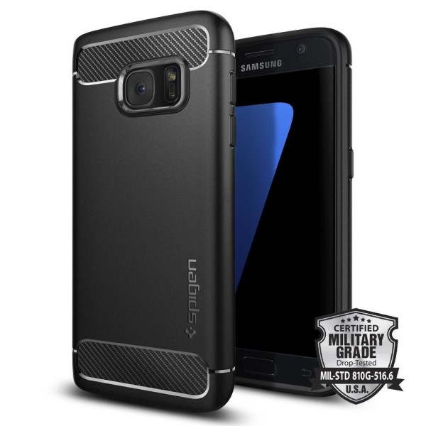 Spigen Armor Rugged удароустойчив силиконов (TPU) калъф за Samsung Galaxy S7, Black