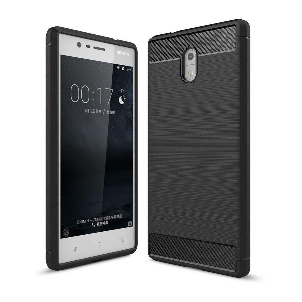 Силиконов калъф Flexible Carbon за Nokia 3, Черен