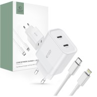 Зарядно Tech-Protect C20W, 2-Port, PD 20W + USB-C Към Lightning Кабел , White