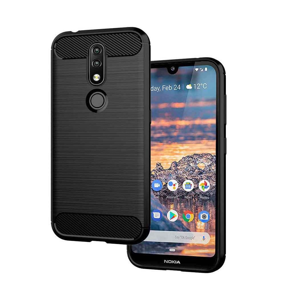 Силиконов калъф Flexible Carbon за Nokia 4.2, Черен