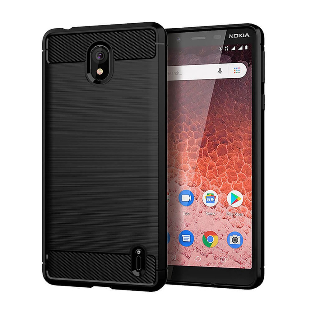 Силиконов калъф Flexible Carbon за Nokia 1 Plus, Черен