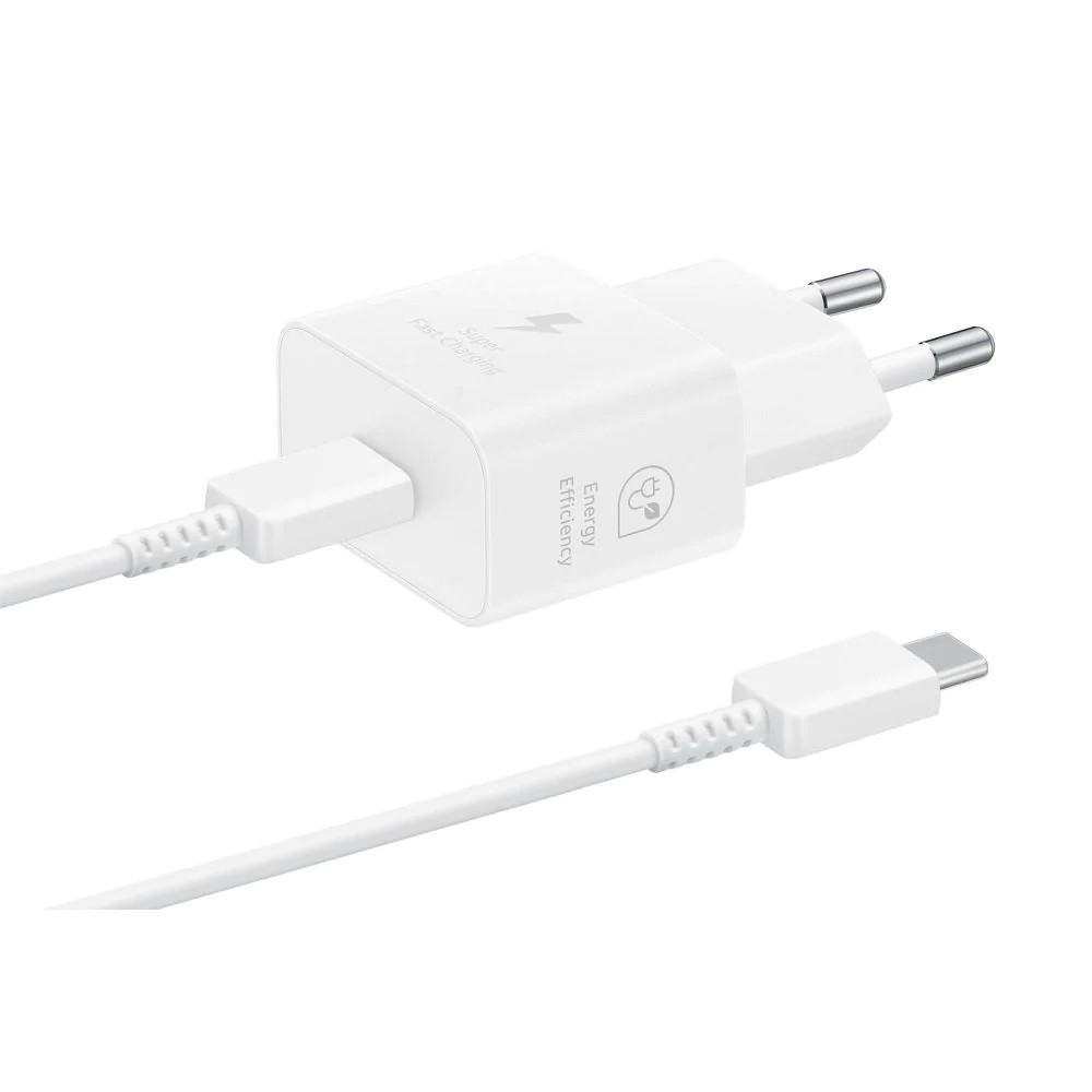 Комплект Зарядно 220V Samsung USB-C, 25W, GaN, Travel Charger - Бяло, Blister Pack