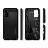 Spigen Rugged Armor удароустойчив силиконов (TPU) калъф за Samsung Galaxy S20, Matte Black
