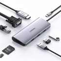 Четец на карти Ugreen USB Typ C HUB 3x USB 3.0 / SD and micro SD card reader / RJ45 1000Mbps network adapter / HDMI / VGA (40873