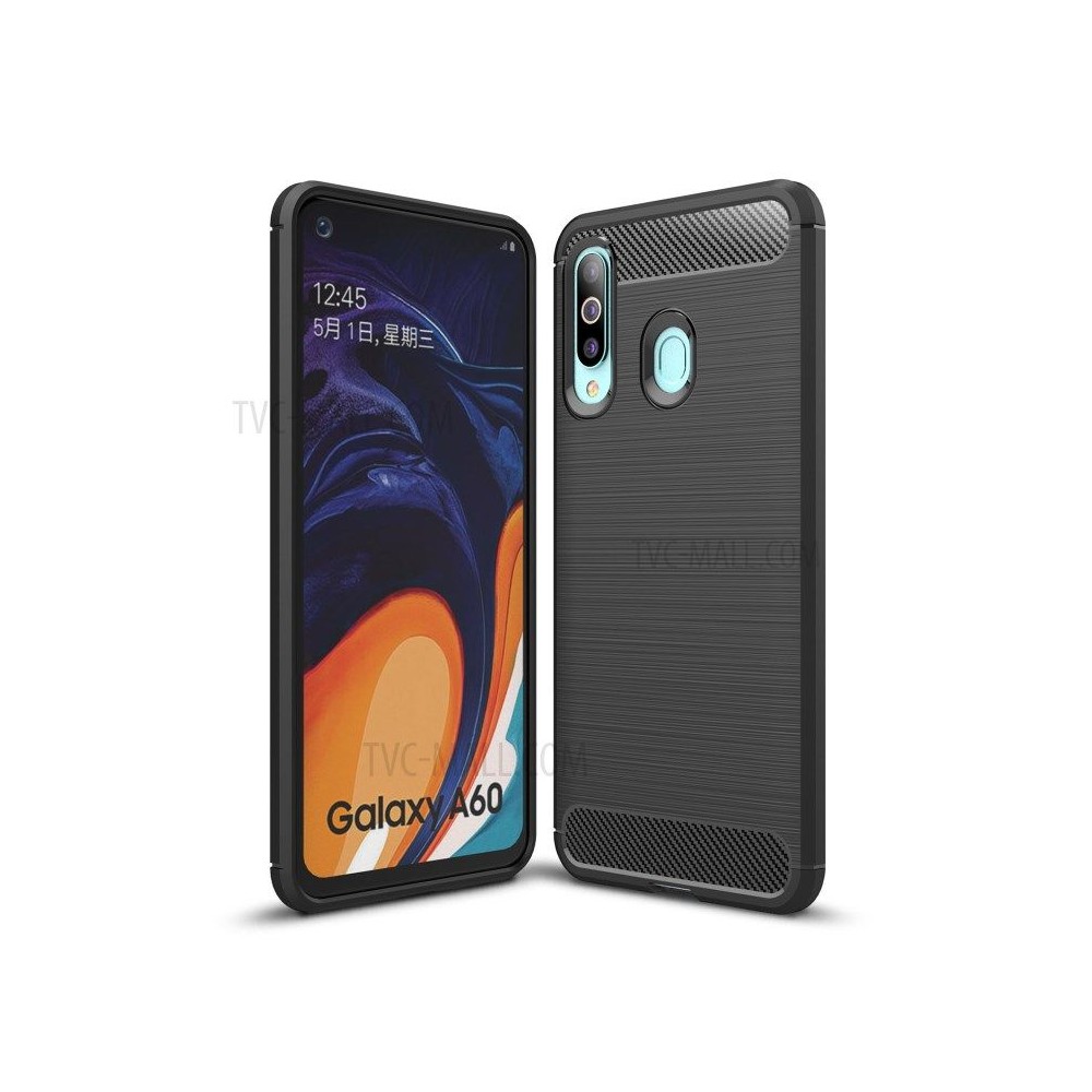 Силиконов калъф Flexible Carbon за Samsung Galaxy A60 , Черен