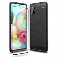 Силиконов калъф Flexible Carbon за Samsung Galaxy A51 , Черен