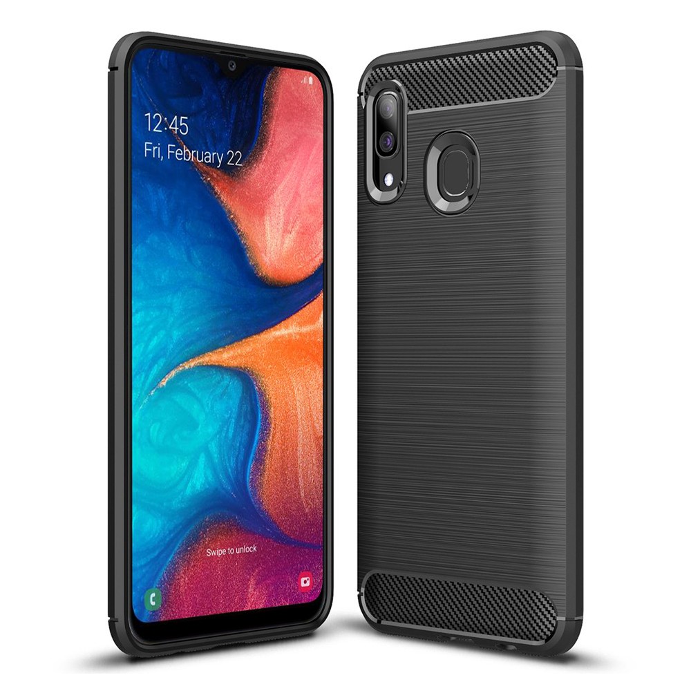 Силиконов калъф Flexible Carbon за Samsung Galaxy A20S , Черен