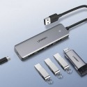 Хъб Ugreen USB - 4x USB 3.2 Gen 1 HUB with micro USB power port (CM219 50985), Сив