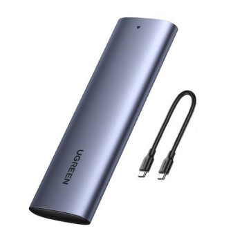Външен SSD диск Ugreen M.2 housing case USB 3.2 Gen 2 (SuperSpeed USB 10 Gbps) + кабел USB Type C 0,5m (CM400 10902), Сив