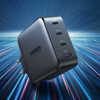 Адаптер Ugreen GaN fast charger 3x USB Typ C / USB Power Delivery 3.0 QuickCharge 4+ FCP SCP AFC 100W EU (CD226 40747), Черен