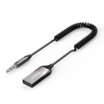 Адаптер- кабел Ugreen USB Wireless Bluetooth 5.0 AUX adapter jack cable (70601 CM309), Черен