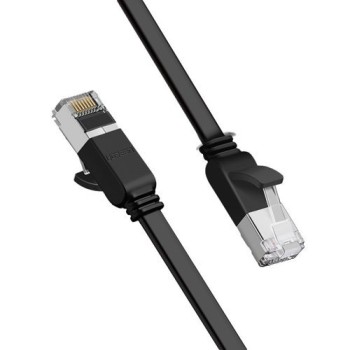 Кабел Ugreen flat Ethernet patchcord cable RJ45 Cat 6 UTP 1000 Mbps 1m (NW101 50184), Черен