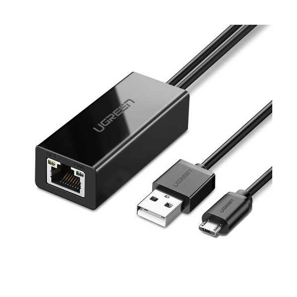 Адаптер Ugreen external network adapter USB 100Mbps for Chromecast with 1m. (30985), Черен