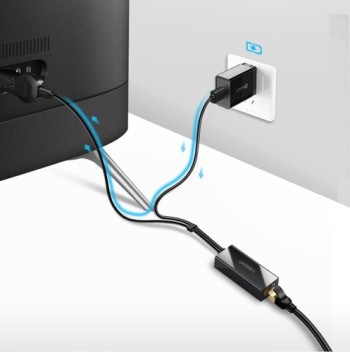 Адаптер Ugreen external network adapter USB 100Mbps for Chromecast with 1m. (30985), Черен