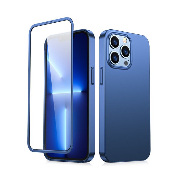 Калъф Joyroom 360 Full Case front and back cover за iPhone 13 Pro Max + стъклен протектор (JR-BP928 blue), Син