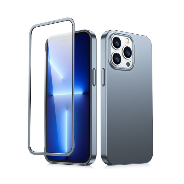 Калъф Joyroom 360 Full Case front and back cover за iPhone 13 Pro Max + стъклен протектор (JR-BP928 tranish), Сив