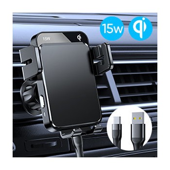 Поставка с функция за безжично зареждане Joyroom 15W automatic car charger electric phone holder (dashboard and air vent) (JR-ZS