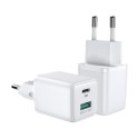 Адаптер Joyroom fast wall charger (EU plug) USB / USB Typ C 30W Power Delivery QuickCharge 3.0 AFC FCP (L-QP303), Бял