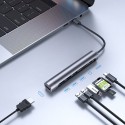 Мултифункционален хъб 7в1 Joyroom USB Type C / 3x USB 3.0 / HDMI, 4K, 30Hz / SD Card Reader и Micro SD 100W 15cm (S-H112), Сив
