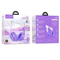 Безжични слушалки W42 Cat Ear, Bluetooth, Purple