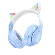 Безжични слушалки W42 Cat Ear, Bluetooth, Blue