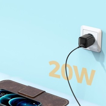 Адаптер Joyroom fast wall charger USB Type C 20W Power Delivery Quick Charge 3.0 AFC (L-P202), Черен