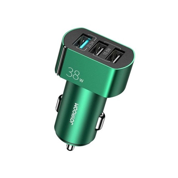 Зарядно за кола Joyroom fast car charger QC3.0, 4,5A, 38W, 3x USB (C-A19), Зелен
