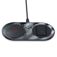 Безжично зарядно Baseus Simple 2in1 Wireless Charger+Кабел+Адаптер 24W, Черен