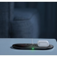 Безжично зарядно Baseus Simple 2in1 Wireless Charger+Кабел+Адаптер 24W, Черен