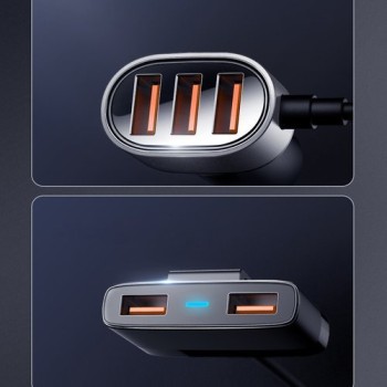 Зарядно за кола Joyroom smart car charger 5x USB 6,2 A with Extension (JR-CL03), Черен