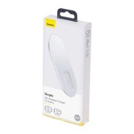 Безжично зарядно Baseus Simple 2in1 Wireless Charger+Кабел 15W, Бял