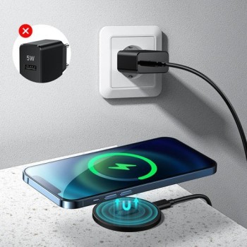 Безжично зарядно Joyroom wireless Qi charger 15 W за iPhone (MagSafe compatible) + USB Type C кабел (JR-A28), Син