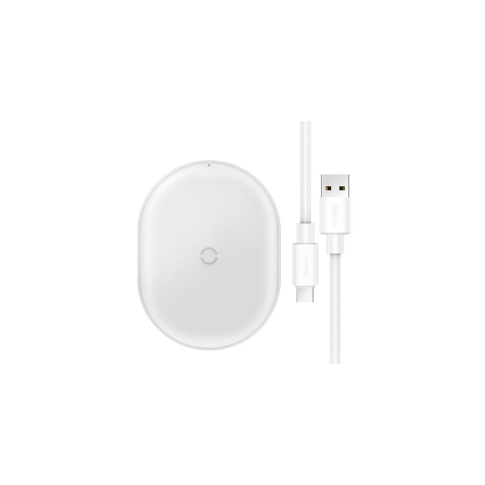Безжично зарядно Baseus Cobble wireless charger +Кабел 1М 15W, Бял