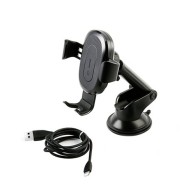Бежично зарядно/Стойка Baseus Wireless Qi Charger Gravity Car Mount with Adjustable Arm, Черен