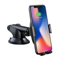 Бежично зарядно/Стойка Baseus Wireless Qi Charger Gravity Car Mount with Adjustable Arm, Черен