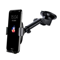 Бежично зарядно/Стойка Baseus Wireless Qi Charger Gravity Car Mount with Adjustable Arm, Черен